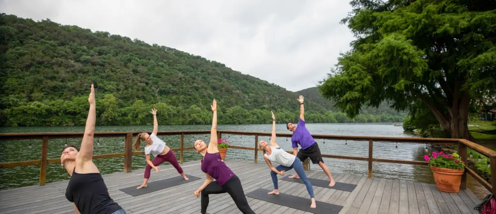 lake austin spa resort yoga on deck